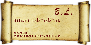 Bihari Lóránt névjegykártya